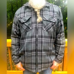 Harley-Davidson Men's Reversible Flannel Plaid Shirt Jacket XL, Grey 96054-16VM